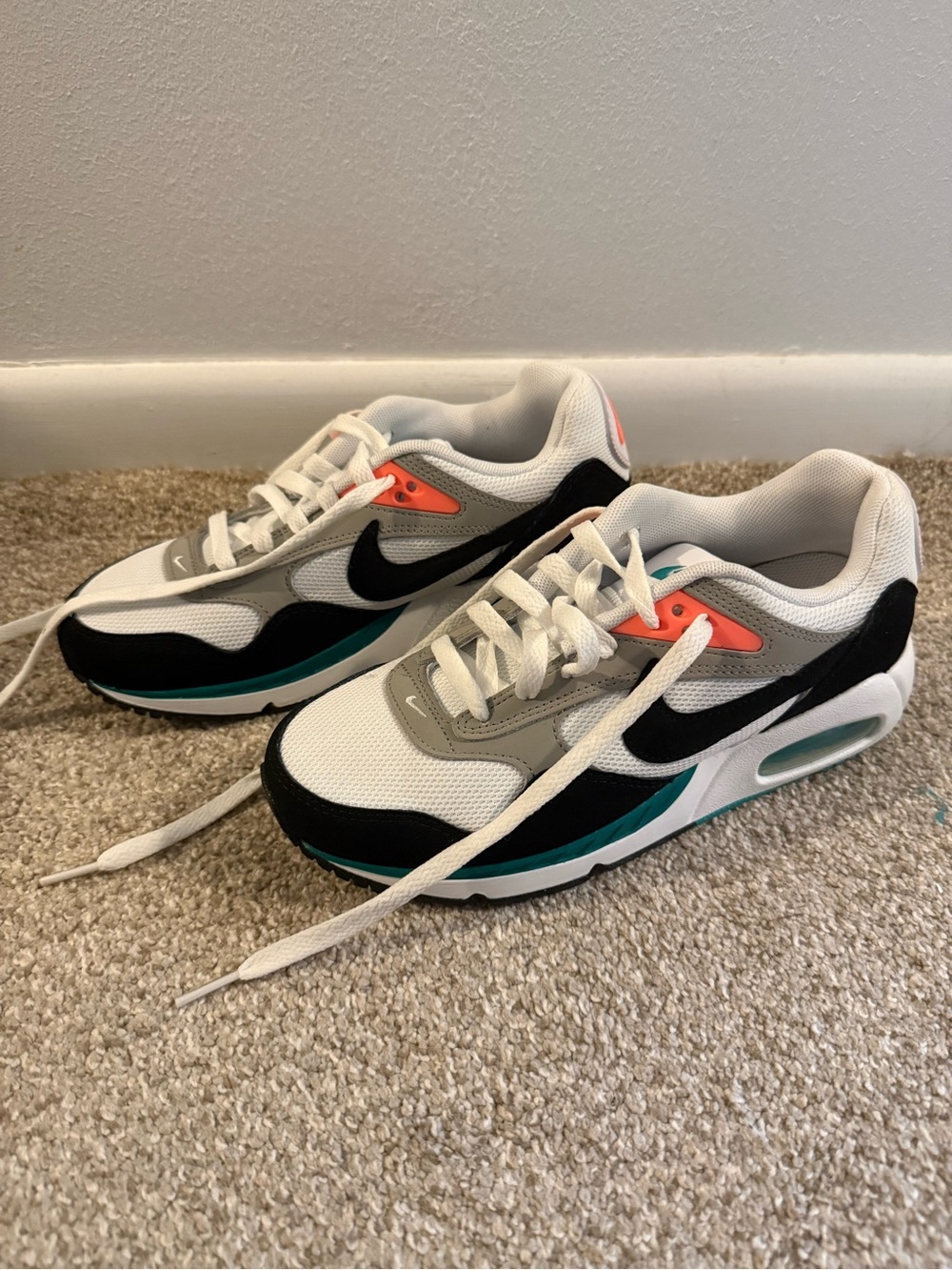 Nike White Black Gray Sneakers with Teal and Coral Accents